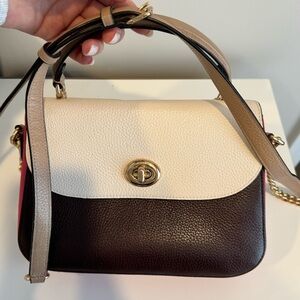 Coach Cream and Brown Leather Handbag